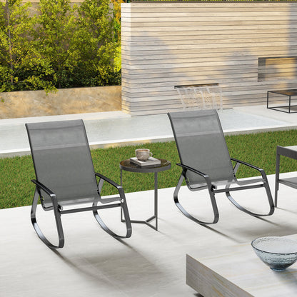 Outsunny Set of Two Rocking Garden Chairs - Grey 