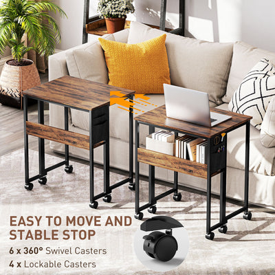 HOMCOM 63 cm Drop Leaf Writing Work Desk - Rustic Brown 