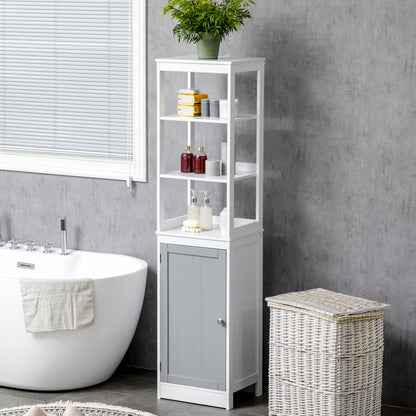 kleankin Tall Bathroom Cabinet Free Standing Slimline Cupboard Tallboy Unit Storage Organiser for Bathroom, Living Room, Kitchen 