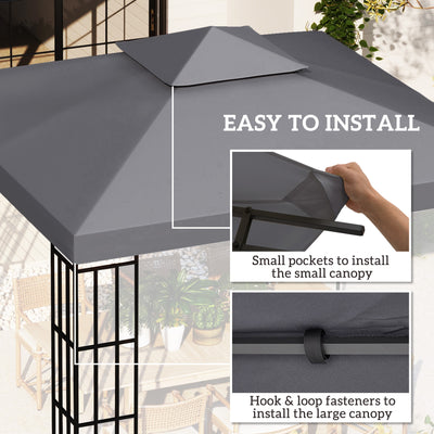 Outsunny 3(m) Gazebo Top Cover Double Tier Canopy Replacement Pavilion Roof Deep Grey 