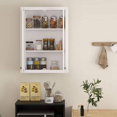 HOMCOM Bathroom Wall Cabinet with Adjustable Shelves - White 