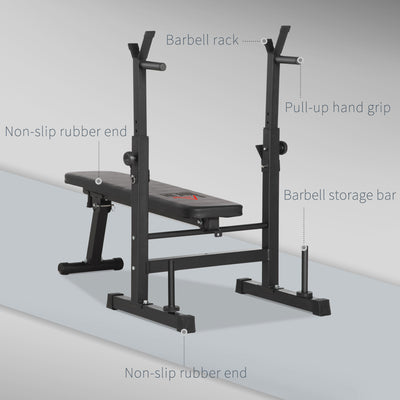 HOMCOM Adjustable Weight Bench Foldable Bench Press, with Barbell Rack, Black 