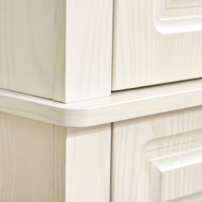 HOMCOM Kitchen Cupboard with 4 Doors, Freestanding Storage Cabinet with Wide Drawer and Shelves for Living Room, 180cm, White Wood Grain 
