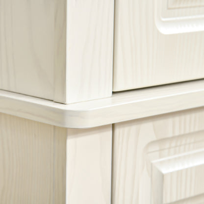 HOMCOM Kitchen Cupboard with 4 Doors, Freestanding Storage Cabinet with Wide Drawer and Shelves for Living Room, 180cm, White Wood Grain