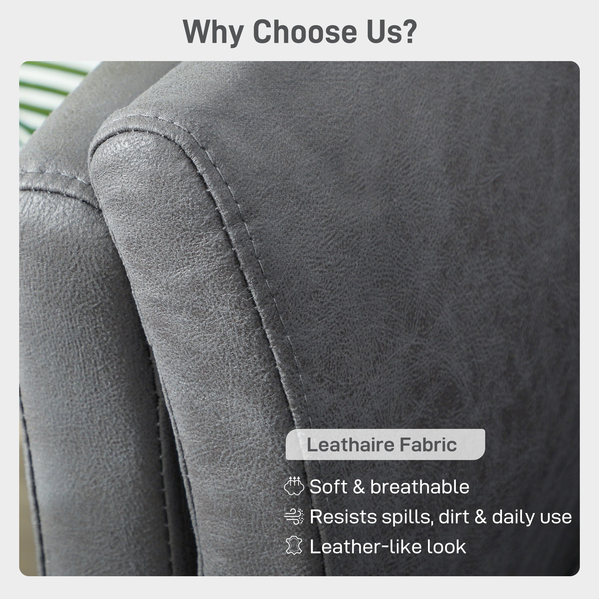 HOMCOM Two-Seater Leathaire Sofa - Grey