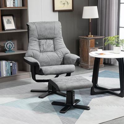 HOMCOM Fabric Recliner Sofa Armchair with footstool Swivel Sofa Grey 