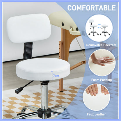 HOMCOM 360\'c2\'b0 Swivel Seat Salon Stool - White