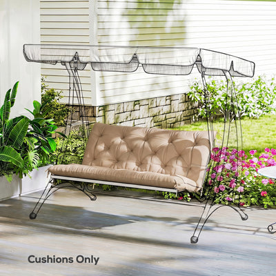 Outsunny Garden Bench Cushion, 2 Seater Swing Chair Cushion, Seat Pad with Ties for Indoor and Outdoor Use, 110 x 120 cm 