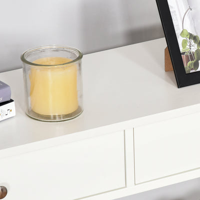HOMCOM Console Table Side Desk w/ Shelves Drawers Open Top X Support Frame Living Room Hallway Home Office Furniture White 