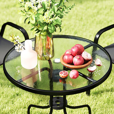 Outsunny Five-Piece Steel Patio Set, with Glass-Top Table - Black 