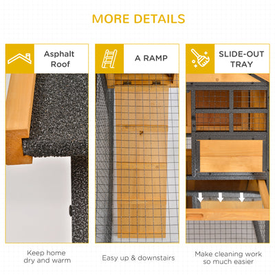 PawHut Rabbit Hutch Guinea Pig Hutch Wood-metal Elevated Guinea Pig House Pet Bunny Cage for Outdoor 122 x 63 x 92cm Light Yellow 