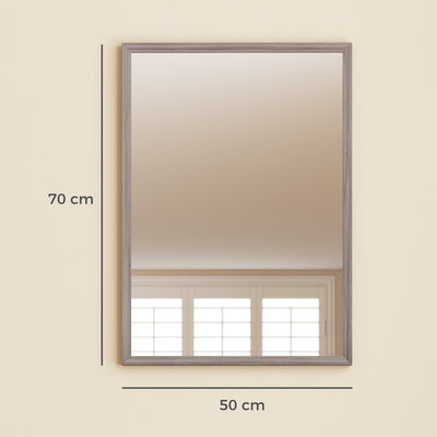 HOMCOM Wall Bathroom Mirror, 50 x 70 cm Wall-Mounted Mirror for Living Room, Bedroom, Hallway, Grey 