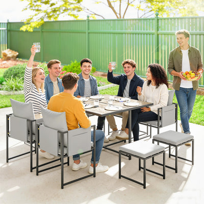 Outsunny Nine-Piece Steel Frame Garden Dining Set - Dark Grey 