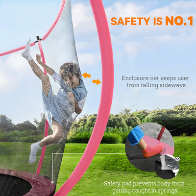 SPORTNOW 10ft Outdoor Trampoline with Enclosure Net, Spring Cover, Pink 