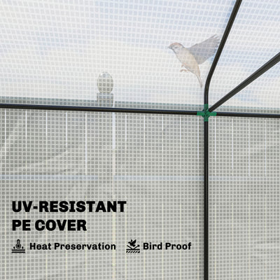 Outsunny Walk-in Greenhouse, Outdoor Tomato Greenhouse with Roll-up Door and Mesh Windows, PE Cover, 200 x 140 x 200cm, White 