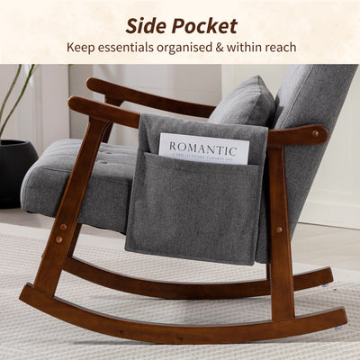 HOMCOM Wood Frame Rocking Accent Chair - Grey 