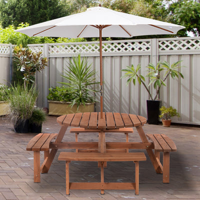 Outsunny 8-Seater Wooden Picnic Set-Fir Wood 