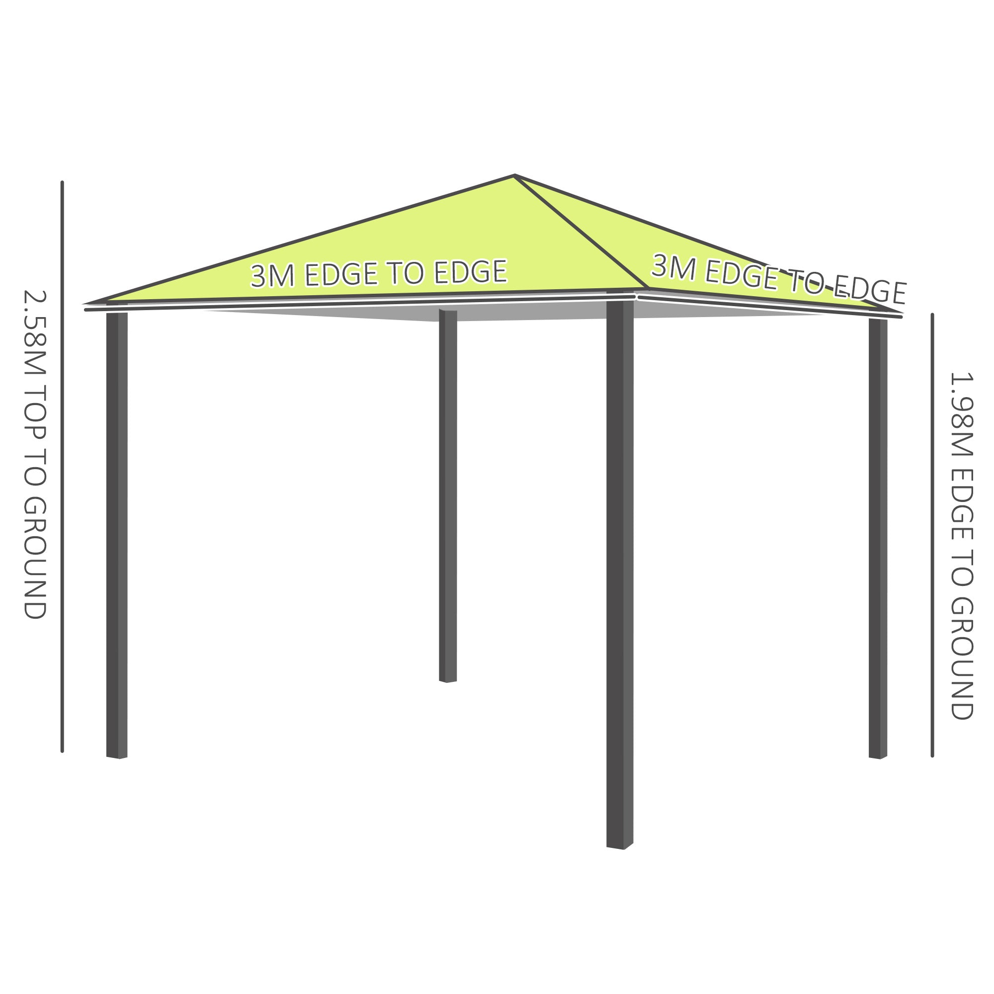 Outsunny 3 x 3(m) Garden Gazebo, Outdoor Gazebo Canopy Shelter with Curtains and Steel Frame for Lawn, Yard and Deck, Green 