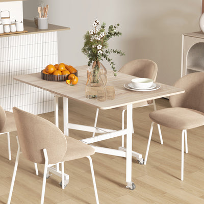 HOMCOM 4-6 Person Drop Leaf Dining Table - Oak 