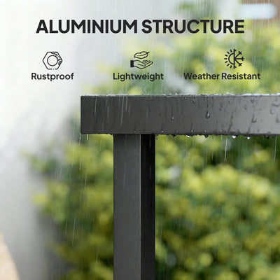 Outsunny 78 cm Garden Dining Table for 4 People, Square Outdoor Coffee End Side Table with Aluminium Legs, Natural Wood Finish 