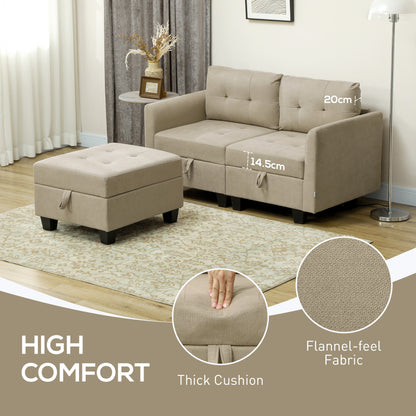 HOMCOM 'L' Shape Modular Storage Sofa - Light Brown 