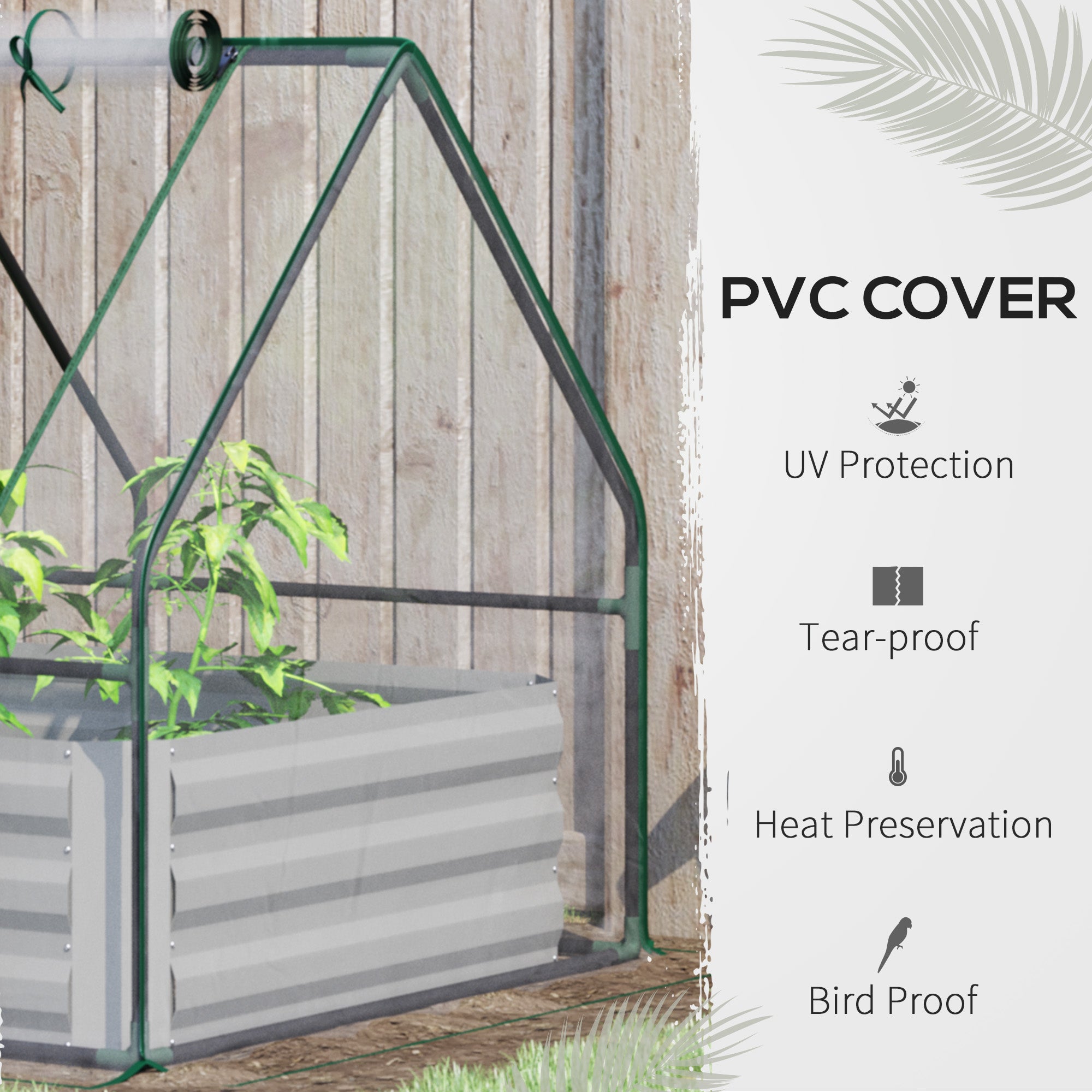 Outsunny Raised Garden Bed with Greenhouse, Steel Planter Box with Plastic Cover, Roll Up Window, Dual Use for Flowers, Vegetables, Fruits and Herbs, 127L x 95W x 92H cm, Clear 