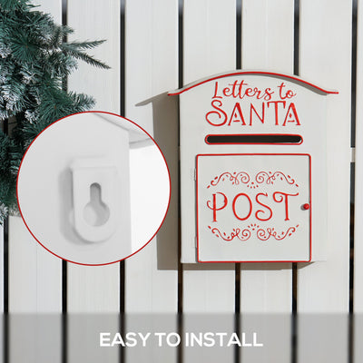 HOMCOM A5 Christmas Letter Postbox - White/Red 