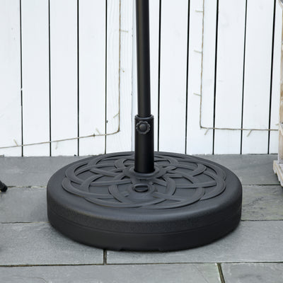 Outsunny Garden Parasol Base Holder, Outdoor Market Umbrella Stand Weight with Built-In Handle, 25kg Water or 35kg Sand Filled, Black 