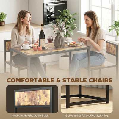 HOMCOM 3 Piece Table Stool Set - Rustic Brown 