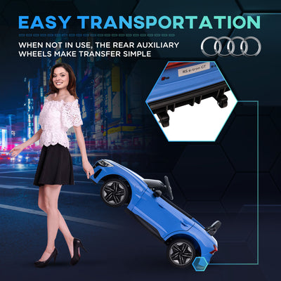 HOMCOM Audi Licensed 12V Kids Electric Ride-On, with Remote Control, Suspension System, Lights, Music, Motor - Blue 