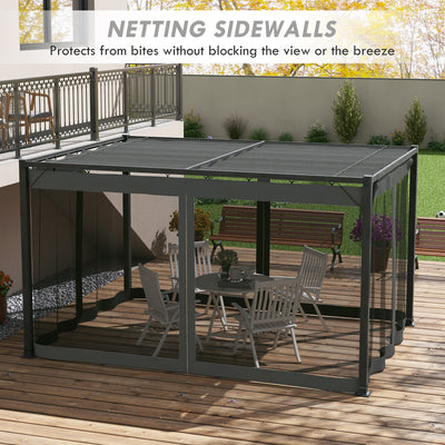 Outsunny 3 x 4m Aluminium Frame Pergola, with Retractable Roof - Dark Grey 