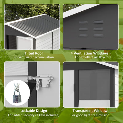 Outsunny 9x 6FT Metal Outdoor Garden Shed, Galvanised Tool Storage Shed w/ Sloped Roof, Lockable Door for Patio Lawn, Dark Grey 