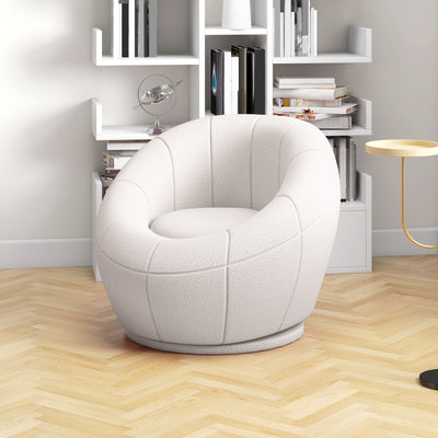 HOMCOM Modern Accent Chair, Swivel Upholstered Armchair for Living Room, Bedroom, Home Office, White 