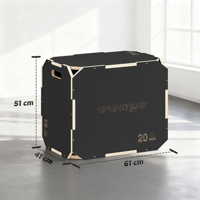 SPORTNOW Non-Slip Plyo Box, Corner-free Wooden Jump Box, 41 x 61 x 51 cm 