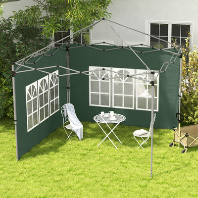 Outsunny Gazebo Side Panels, Sides Replacement with Window for 3x3(m) or 3x4m Pop Up Gazebo, 2 Pack, Green 
