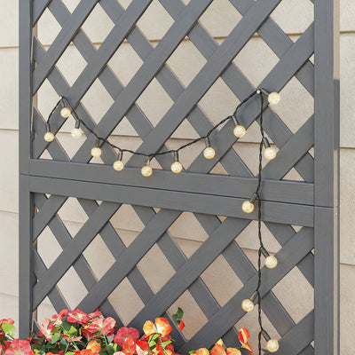 Outsunny Wood Planter with Trellis for Climbing Plants, Raised Bed, Planter Box with Drainage Holes to Grow Herbs Flowers, Grey 