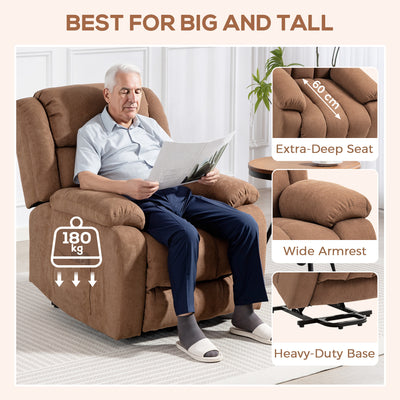 HOMCOM Power Lift Recliner Chair with Massage, Overstuffed Lift Chair for Elderly with Footrest, Remote and Side Pocket, Brown 