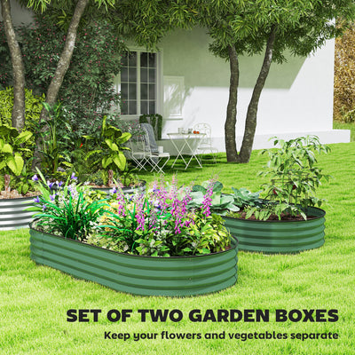 Outsunny Set of Two 181 x 93cm Steel Planters - Green 