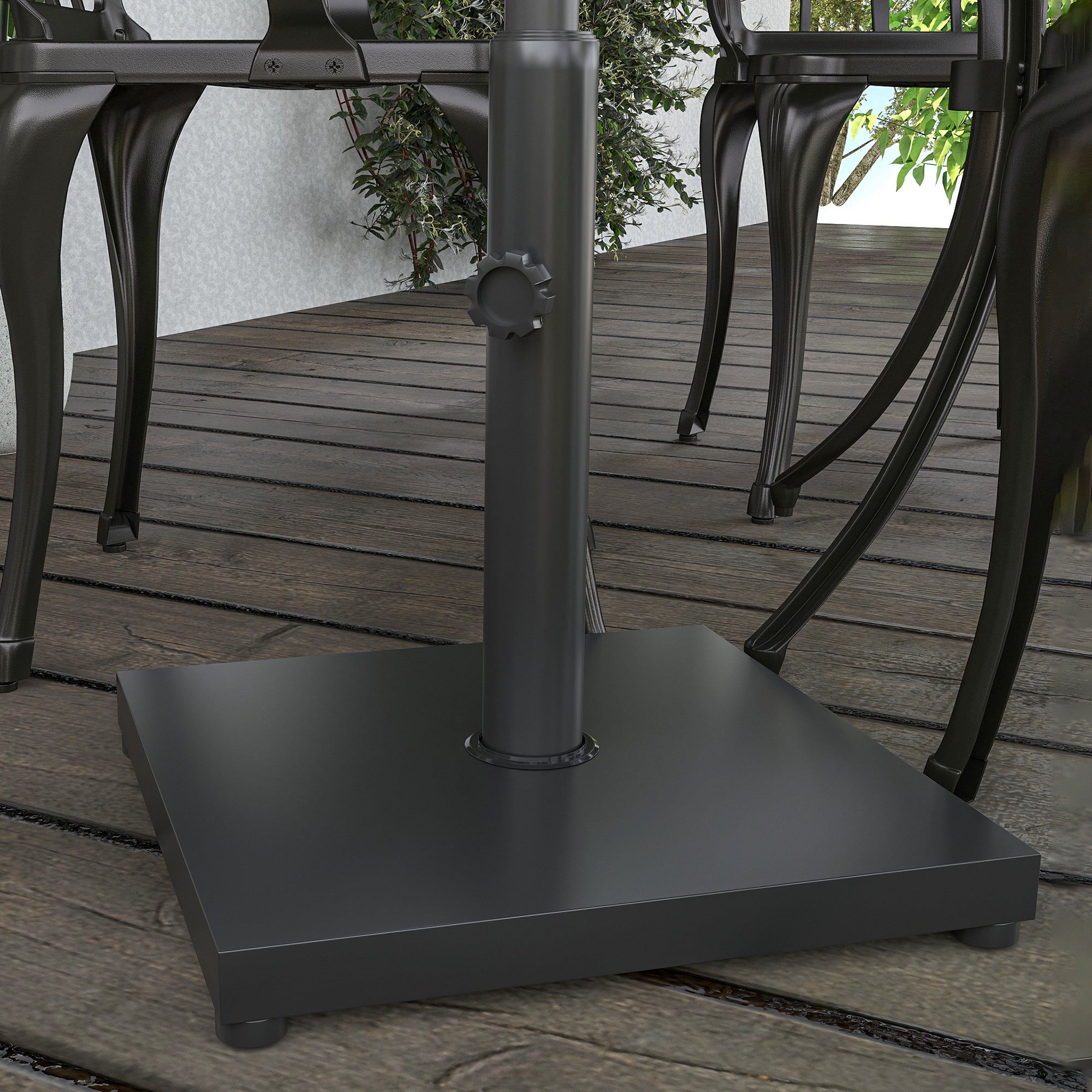 Outsunny 11kg Square Cement Parasol Base Concrete Umbrella Weight Stand Holder Patio Outdoor Garden Black 