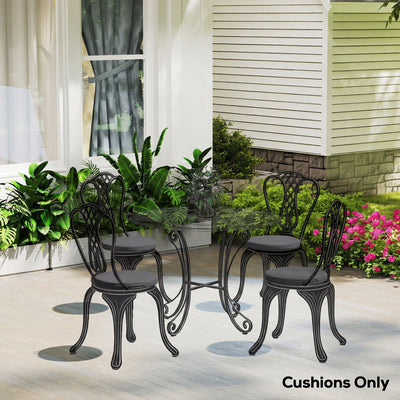 Outsunny Outdoor Bistro Chair Cushions Set of 4 with Removable Cover, 41 x 41 x 5 cm Round Seat Cushions with Ties, Dark Grey 