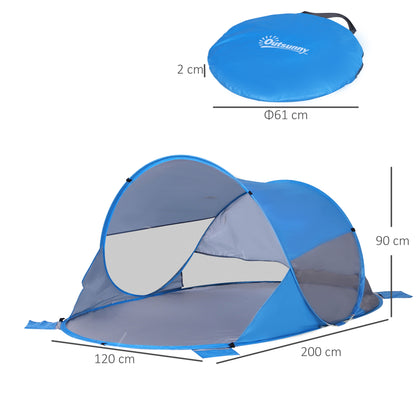 Outsunny Fibreglass Frame 2 Person Pop-Up Lightweight Camping Tent Blue 
