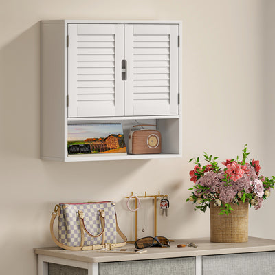 HOMCOM Bathroom Cabinet, Wall Mounted Storage Cabinet with Adjustable Shelves, 60 x 20 x 60 cm, White 