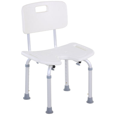 HOMCOM 8-Level Height Adjustable Bath Stool Spa Shower Chair Aluminum w/ Non-Slip Feet, Handle for the Pregnant, Old, Injured 