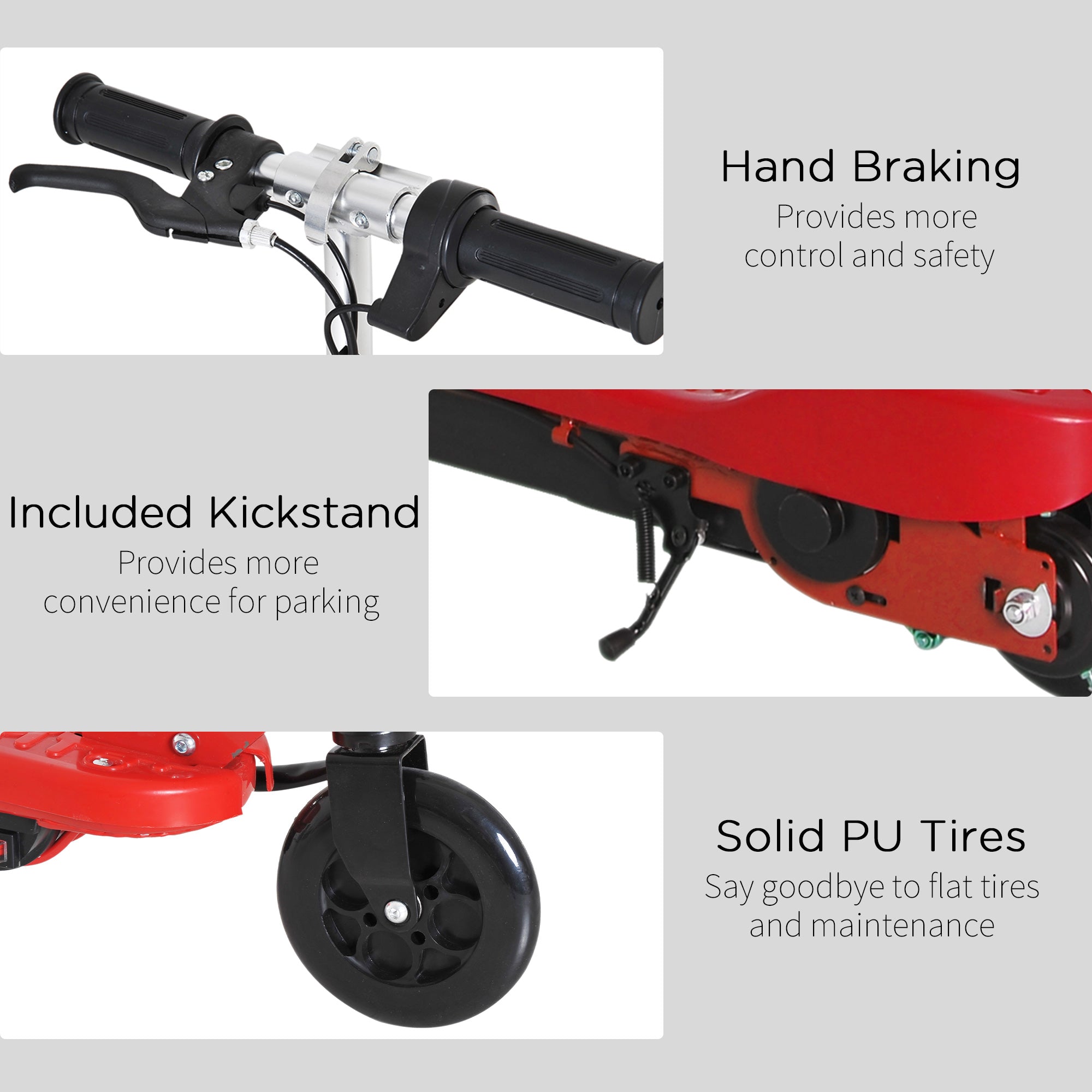 HOMCOM Folding Electric Kids Scooter Ride on Age 7-14, Red/Black 