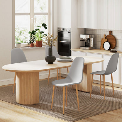 HOMCOM Modern Dining Chairs Set of 4, Kitchen Chairs with Backrest and Steel Legs for Dining Room, Living Room, Grey 