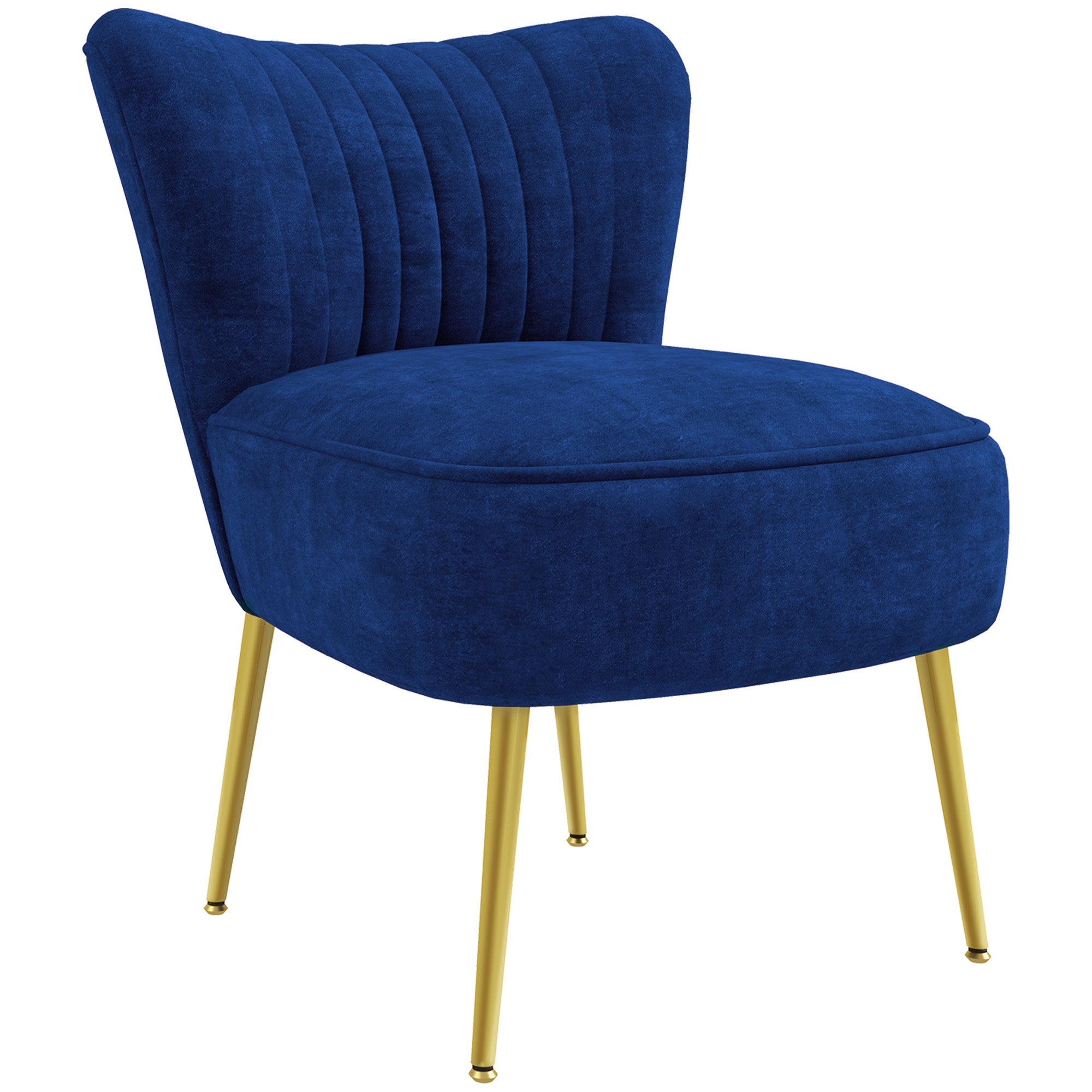 HOMCOM Velvet-Feel Tub Accent Chair - Dark Blue 