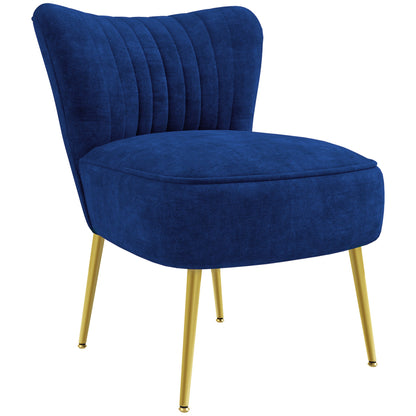 HOMCOM Velvet-Feel Tub Accent Chair - Dark Blue 