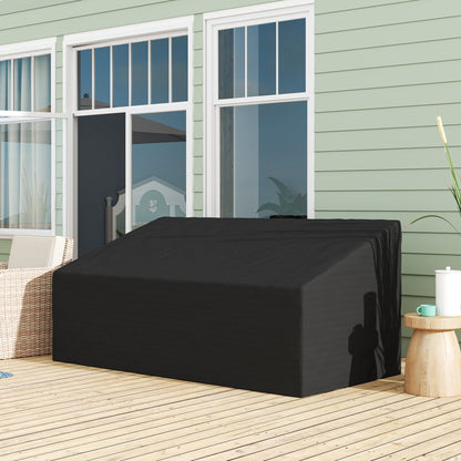 Outsunny 600D Oxford Cloth Furniture Cover, 3 Seater Sofa Protector for Garden Patio, Outdoor, Waterproof, Black, 218 x 111 x 63-101 cm 