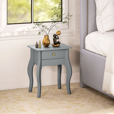 HOMCOM French Style Side Table with Drawer - Grey 