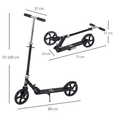 HOMCOM Kids Scooter Teenager Kick Scooter Foldable 4 Levels Adjustable Height with Rear Fender Brake for 7-14 Years 